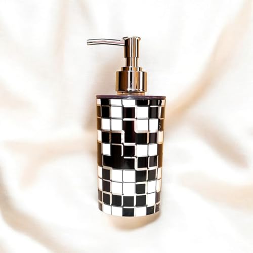 Image of Italian Design Liquid Soap Dispenser| Sanitizer Dispenser | Lotion Dispenser | Shampoo Dispenser | Handwash Bottle | Metallic Grey Finish, 350ml (Mosaic Black)