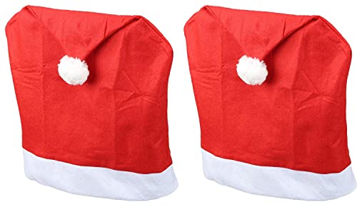 Novaliv Weihnachten Stuhlhussen 2er Set I Rot I Nikolausmütze I...