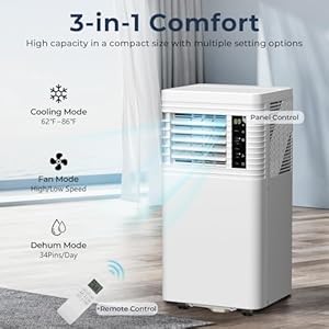 R.W.FLAME 8,000 BTU Air Conditioner cool Up to 350 Sq.Ft, 4 Modes Portable AC Unit with 24Hrs Timer/LED Display/Remote Control/Installation Kits, AC Unit for Bedroom, White… RWFLAME 8000 BTU Air Conditioner cool Up to 350 SqFt 4 Modes Portable AC Unit with 24Hrs TimerLED DisplayRemote ControlInstallation Kits AC Unit for Bedroom White