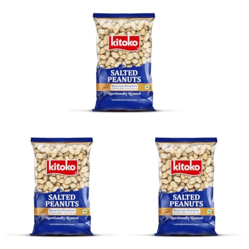 Image of KITOKO FOODS Roasted Salted Peanuts (360gm), Healthy Khari Sing Without Skin, Organic & Gluten-Free Namkeen Snacks Mungfali Singdana, Rich In Fibre & Protein Fresh Groundnuts (360gm Pack of 3)
