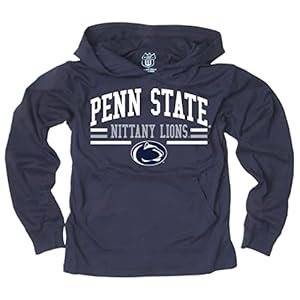 Wes and Willy Youth Boys Long Sleeve Hooded T-Shirt College Jersey Hoodie (Penn State Nittany Lions, Blue, Youth Medium)