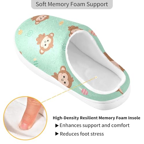 Cute Monkey Sugar Green Mens Womens Slippers Cozy Memory Foam Slippers Slip On Warm House Shoes for Indoor Outdoor Size 16/17 23013213