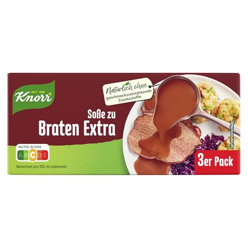 Knorr Soße zu Braten Extra leckere dunkle Soße mit würzigem Geschmack 3x 250 g