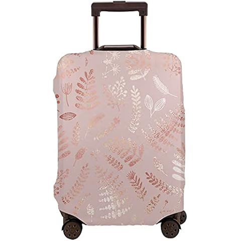 Rose Glod Luggage Covers for Suitcase Protector Fits 18-21 Inch Luggage Tsa Approved Washable Anti-scratch Pink Floral Leaf Travel Suitcase Cover(Paris,S)…, Rose Gloden Leaves, L (25-28 inch luggage) Cover
