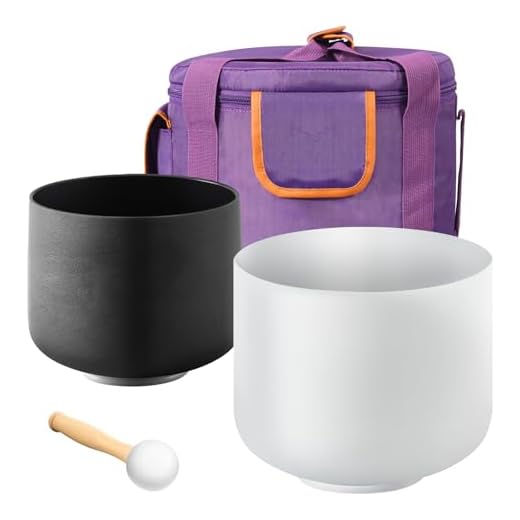 VEVOR 2 Cuencos de Cristal para Cantar, con Notas A y F, Cuenco de Cuarzo Esmerilado con Bolsa de Transporte, 1 Mazo de Goma y 2 Juntas Tóricas, Ideal para Meditación, Yoga, Sanación con Sonido