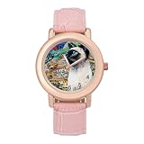 Orologio da polso da donna colorato con gatto siamese, costiera amalfitana, facile da leggere, con cinturino in pelle, display analogico, meraviglioso regalo da donna