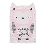 NoJo Olivia The Owl - Pink, White & Black Knit Shaped Baby Blanket - You are Loved, Pink, White, Black