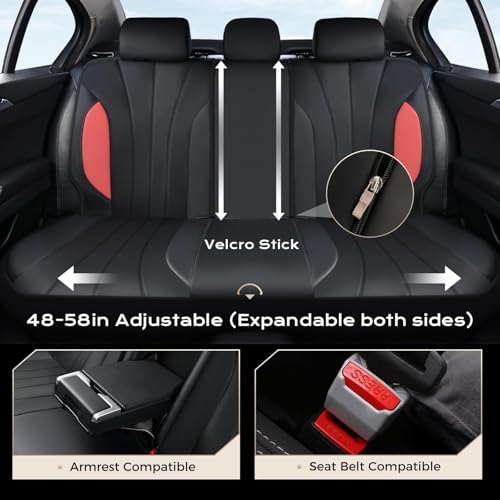 Image of Coverado Seat Covers Full Set, Automotive Car Seat Protectors 5 Seats, Red Driver Protectors Universal Fit for SUVs, Trucks, Sedans,Car Accessories