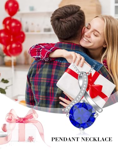 Birthstone Necklace for Women White Gold Plated Dainty Necklaces Anniversary Birthday Christmas Valentine Engagements Mothers Day Jewelry Gifts for Mom Wife Her Girlfriend 18+2 Inches4