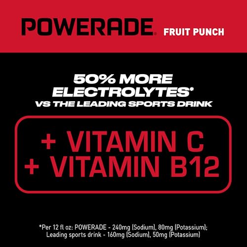 Image of Powerade Fruit Punch, Electrolyte Enhanced Sports Drink, 20 Fl Oz Bottles, 8 Pack | Sport Beverage Enhanced with Electrolytes | 50% More Electrolytes vs. the Leading Sports Drink (per 12oz serving)*