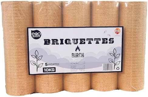 Eco Barn Birch Heat Logs (1 x 10kg Packs) Compressed Log Briquett...