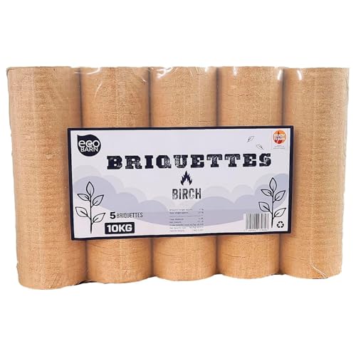 Eco Barn Birch Briquette Heat Logs (1 x 10kg Pack) Compressed clean sawdust