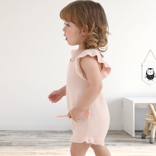 Newborn Baby Girl Sweater Romper Knitted Ruffle Sleeve Bodysuit Jumpsuit Toddler Cute Summer Clothes2