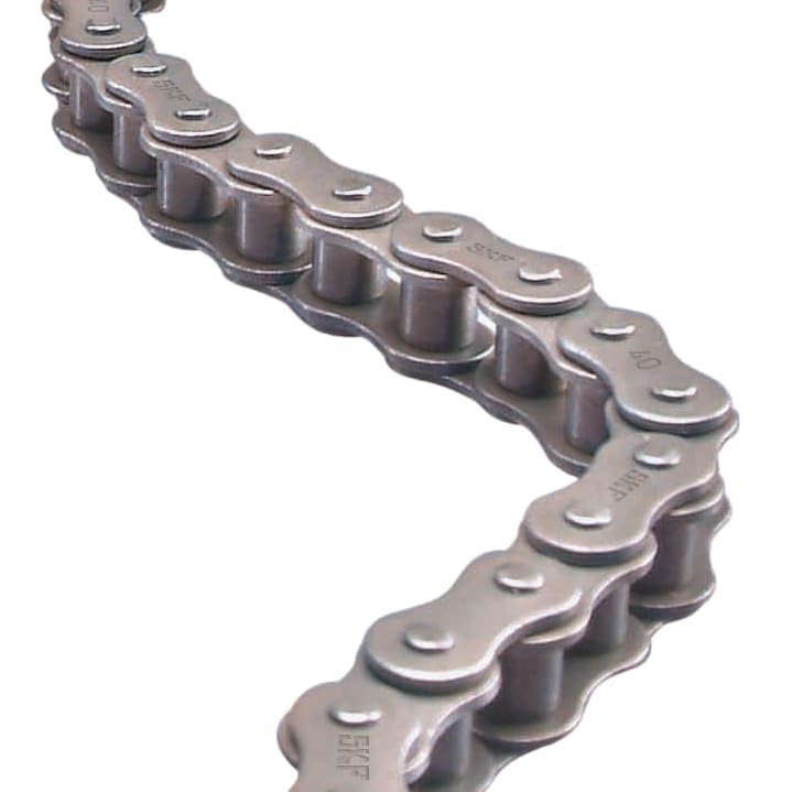 SKF PHC 12B-1X5MTR‿BS Chaîne à roulettes Simplex standard Longueur 5 m Diamètre de la tige 5,72 mm Hauteur de la plaque 16 mm Épaisseur de la plaque 1,85 mm Diamètre du rouleau 12,07 mm