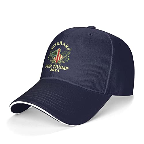 Veterans Against Trump 2024 Military Families Vietnam Vets Adjustable Baseball Caps Vintage Sandwich Cap Sport Outdoor Navy