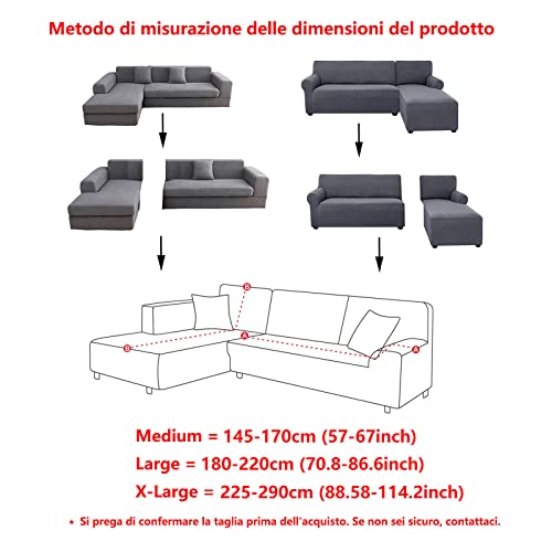 JHLD Fundas para Sillones Sofá En Forma De L, Alta Elasticidad Cubre Sofa Lavable Moda Protector para Sofás para Sala De Estar Mascota-F-Medium + Large