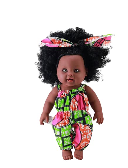 African American Reborn Baby Doll | Brown Baby Doll | Light Weighted Soft American Doll | Dark Brown Skin | Realistic African Doll | Soft Weighted Body Doll - pink jumpsuit