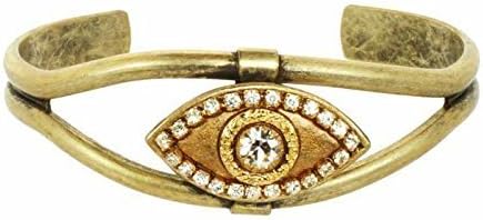 Michal Golan 24K Gold Evil Eye Cuff Bracelet. With Genuine Swaorvski Crystals. Handmade in NYC.