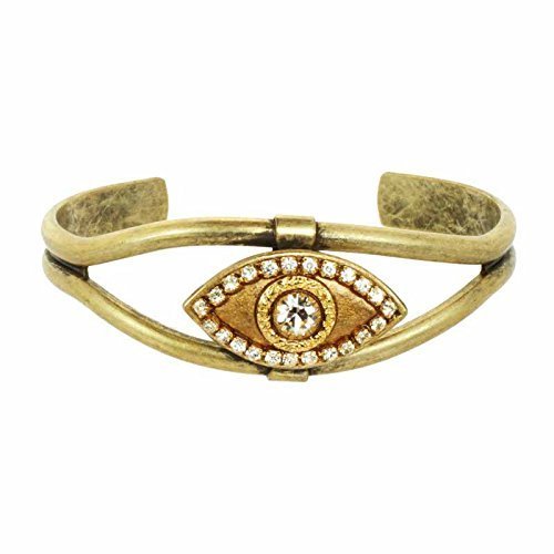 Michal Golan 24K Gold Evil Eye Cuff Bracelet. With Genuine Swaorvski Crystals. Handmade in NYC.