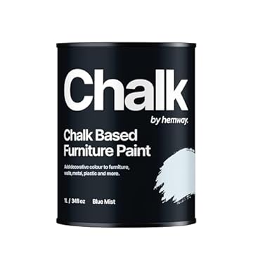 Chalk Based Furniture Paint, Blue Mist 1L, Matt Finish Shabby Chic, Chalk Paint Furniture & Walls, Quick Dry & 1 Coat, Hemway