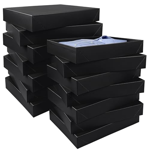 MUMULULU 14PCS Black Gift Box 11x7.48x1.57 Inch Clothes Shirt Boxes with Lid for Packing Shirts Baby Clothing Gifts Storage and Gift Wrapping for Men Birthday Wedding Fathers Day Christmas