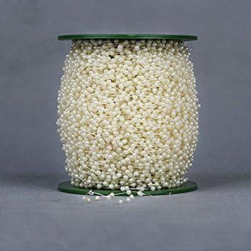 120Meters Roll 3mm Fishing Line Pearls Beads Chain Garland Flowers Wedding Party Decoration Bead Chain (Ivory)