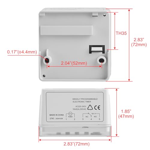 Heschen Elektronischer Timer-Relaisschalter THC711A, 220-240 V, digital, LCD, mit CE-Kennzeichnung