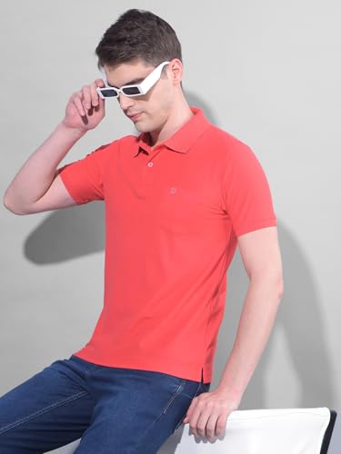 Image of Dollar Men's Pack of 1 Solid Cotton Blend Polo Neck T-Shirt