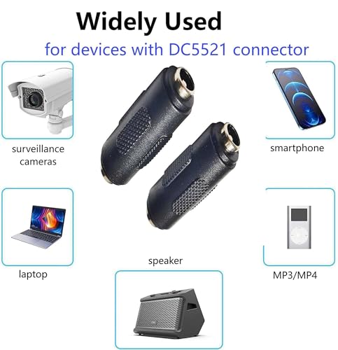 Adaptador conector DC 5.5mm x 2.1mm hembra a hembra, 2 piezas miniatura 3
