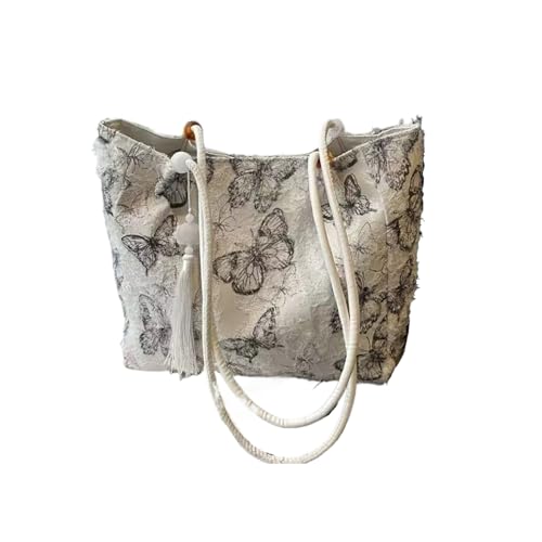 Chinese women's retro printed handbag, butterfly design large capacity shoulder bag, elegant temperament banquet gift - Main Image