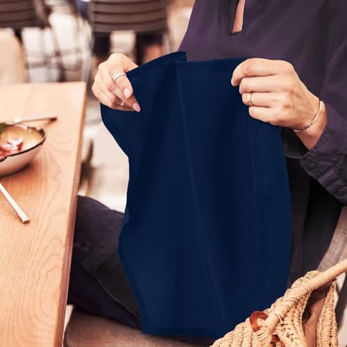 Image of Set of 6 Cloth Napkins for Dining Table Dinner Napkins Cloth 15x15 Party Wedding Cocktails Restaurant Decoration Napkins-Dark Navy Blue