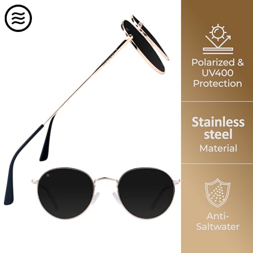 NEVEN Penny Men's Polarized Sunglasses - Retro-Cool Round Aviator Sunglasses - Minimalist UV Protection Fashion Glasses.3