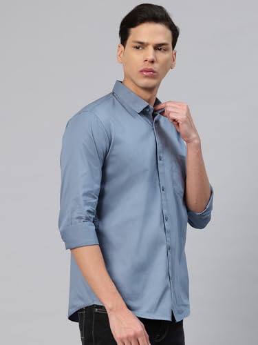 Image of Majestic Man Men's Cotton Slim Fit Solid Casual Shirt