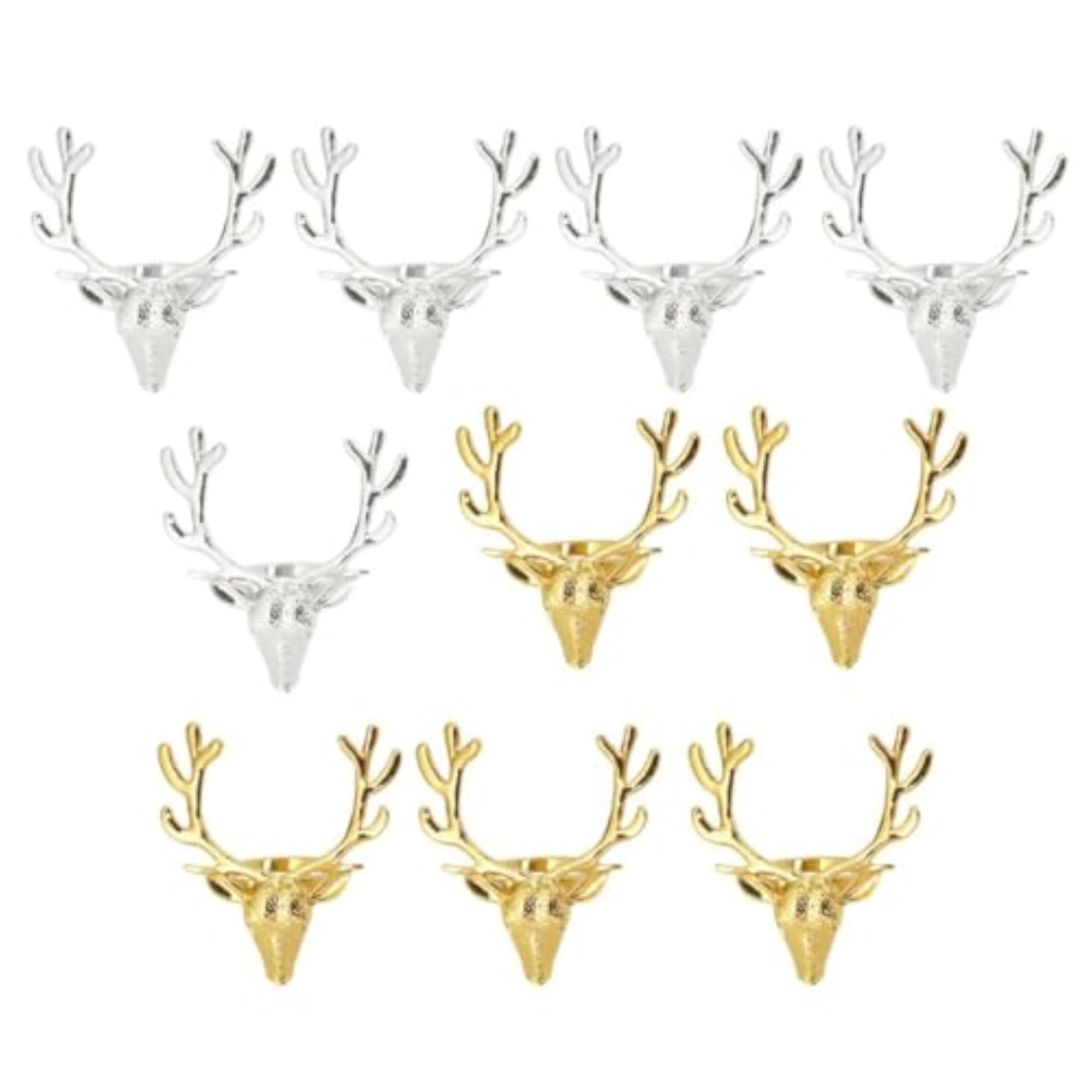 10 Christmas Reindeer Design Napkin Rings for Holiday