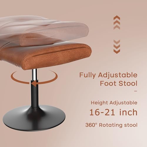 Image of VECELO Foot Rest Under Desk Ottoman, PU Height Adjustable Footrest with Comfort Padding, Leg Rest for Desk for Relieving Leg Pain, Stiffness, and etc, Brown