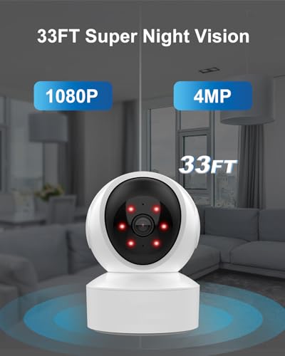 Image of 4MP Indoor Wireless Security Camera, 2.4 /5GHz WiFi Cam with PTZ Auto Tracking, Inside Camera for House Pet Dog Cat,Home Security,Motion Detection, Night Vision, 24 /7 Recording, 2-Way Talk