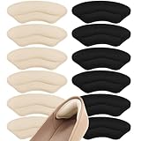 CGYISOL 6 Pairs Heel Pads for Shoes, Memory Foam Heel Cushions to Prevent Blisters & Stop Slipping, Anti-Slip Heel Grips for High Heels & Dress Shoes, Black and Beige