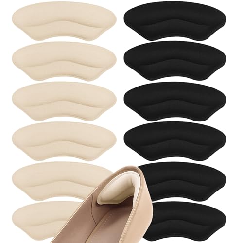 CGYISOL Heel Pads 6 Pairs Memory Foam Cushions Black/Beige