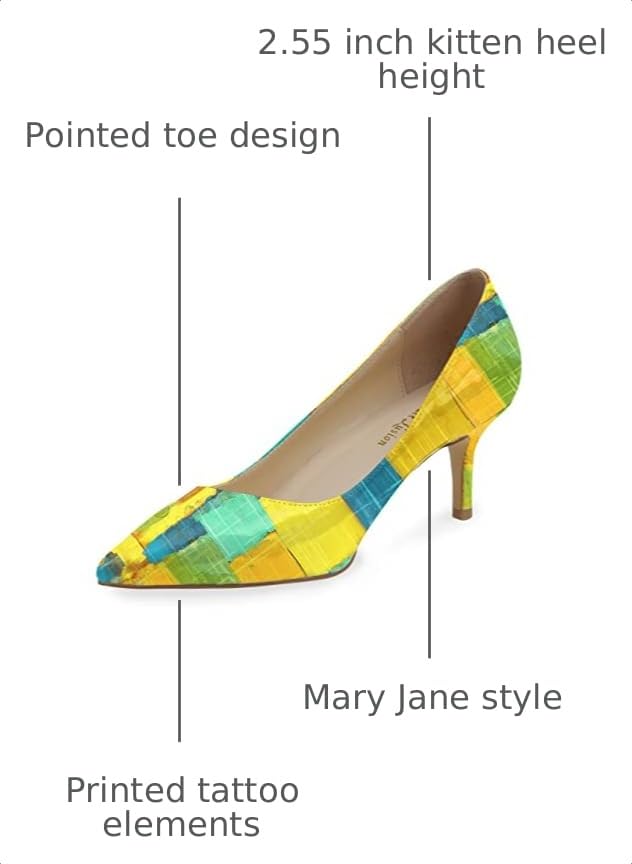 Image of Reindee Lusion Womens Low Kitten Comfortable High Heels Music Note Printed Closed Toe Sexy Pumps Shoes
