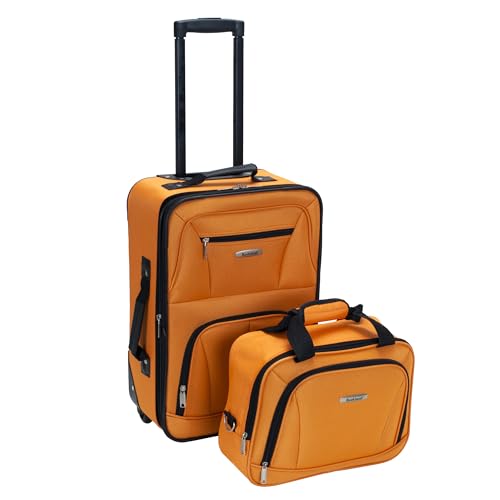 Image of Rockland Fashion Softside 2 Piece Luggage Set, Expandable, (14 inch Tote /19 inch Upright), Orange