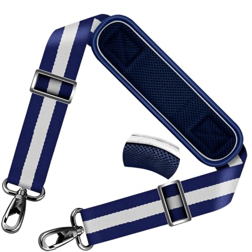 Image of ZINZ Shoulder Strap Universal Bag Strap - 78 inch Ultra-Thick Padded with Dual Balanced Adjustable Buckles for Briefcase, Travel, Sports, Laptop, Crossbody Bag,Stripes-BuWBu