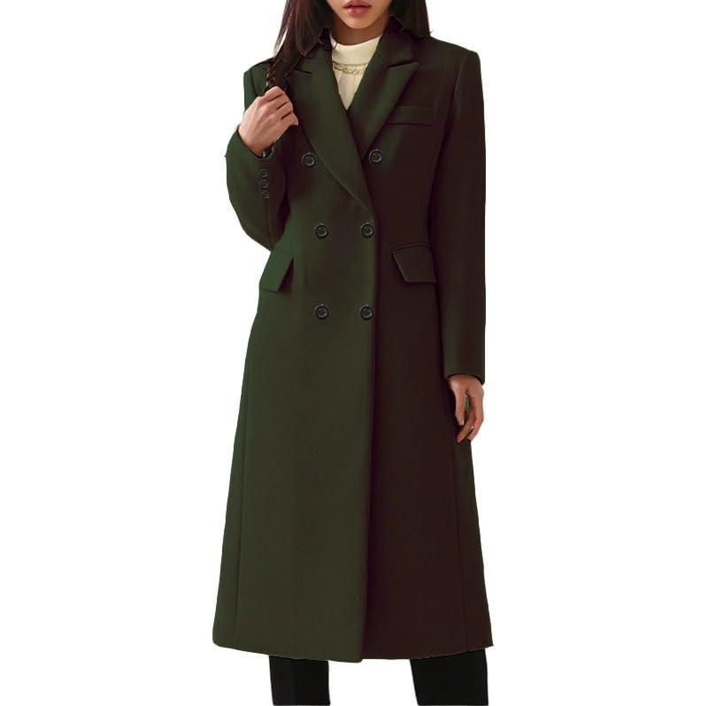 utcoco Women's Double Breasted Long Wool Coat Elegant Tailored Trench Coat 2025 Fall Winter Outwear2