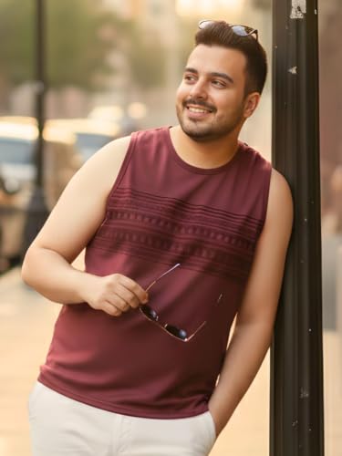Image of Rigo Stylish Cotton Printed Vest for Men | Round Neck,Regular Fit, Sleeveless T-Shirt Vest for Men | Casual Innerwear Sando for Men & Boys - Perfect for Workouts Gym, Vacations, and Beaches