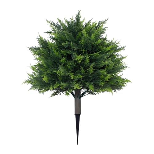 Künstliche Zedern Sträucher Für Den Außenbereich - Künstliche Zypressensträucher Als Pflanzendekoration | UV-Beständiger Künstlicher Baum 54 cm Mit Erdspieß für Zimmer, Veranda, Garten (Grün)