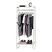 IRIS USA Clothes Rack with 2 Wood Shelves, Freestanding Clothing Rack, Easy to Assemble Garment Rack, Standing Metal Sturdy Small Space Storage Solution, White