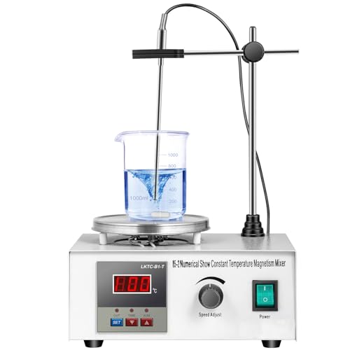 Magnetic Stirrer Hot Plate with Magnetic Stir Bar Heating Power Hot Plate Stirrer with LED Digital Display for Mixing & Stirring in Lab 0-2000RPM Speed Adjusting 1000ml Capacity(110V 200W)