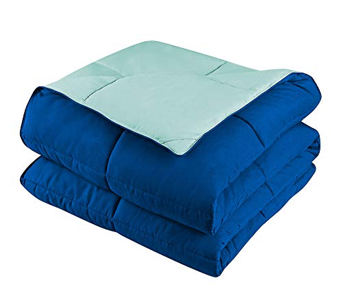 Edredón de algodón egipcio de 600 hilos individual reversible azul 3