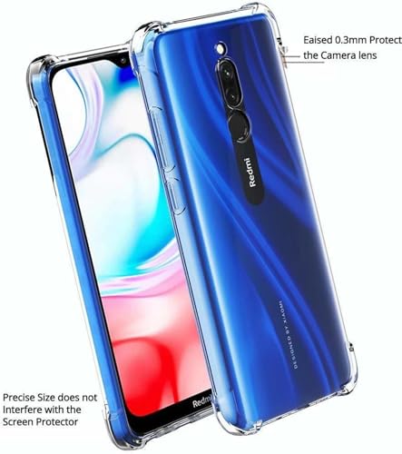Image of BOXXO Flexible Back Cover for Mi Redmi 8 | Back Cover Transparent Clear Shockproof Case Four Corner Protection | Slim Protective Mobile Phone Cover for Mi Redmi 8