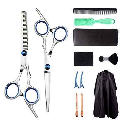 Hair Cutting Scissors Kits, Professional Stainless Steel Hair Cutting Shears Set for Barber Salon and Home, 12PCS Barber Thinning Scissors Hairdressing Shears(6.7