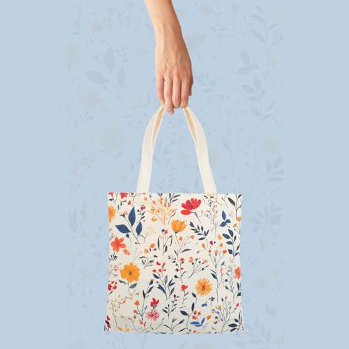 Floral Canvas Tote Bags for Women - Reusable Tote Shoulder Bag Casual Bag for Vacation, Shopping, Work, Gym4